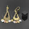 Arete Chandelier 02.32.0196 Oro Laminado, Diseño de Corazón y Gota, Diamantado, Tres Tonos
