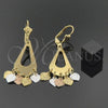 Arete Chandelier 02.32.0196 Oro Laminado, Diseño de Corazón y Gota, Diamantado, Tres Tonos