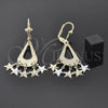 Arete Chandelier 60.016 Oro Laminado, Diseño de Estrella, Pulido, Tres Tonos