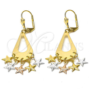 Arete Chandelier 60.016 Oro Laminado, Diseño de Estrella, Pulido, Tres Tonos