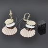 Arete Largo 65.008 Oro Laminado, Diamantado, Tres Tonos