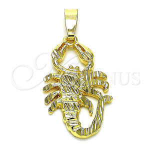 Dije Elegante 5.187.021 Oro Laminado, Diseño de Escorpión, Diamantado, Tono Dorado