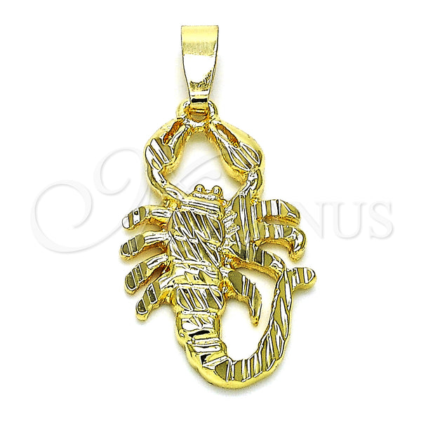 Dije Elegante 5.187.021 Oro Laminado, Diseño de Escorpión, Diamantado, Tono Dorado