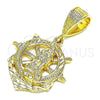 Dije Religioso 5.187.017 Oro Laminado, Diseño de Guadalupe y Ancla, Diamantado, Tono Dorado