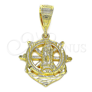 Dije Religioso 5.187.017 Oro Laminado, Diseño de Guadalupe y Ancla, Diamantado, Tono Dorado