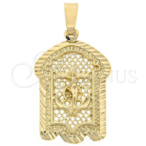 Dije Religioso 5.186.018 Oro Laminado, Diseño de Crucifijo, Diamantado, Tono Dorado