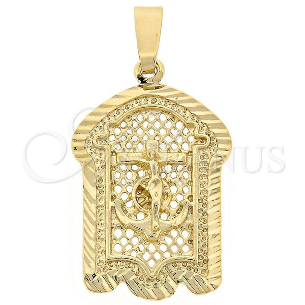 Dije Religioso 5.186.018 Oro Laminado, Diseño de Crucifijo, Diamantado, Tono Dorado