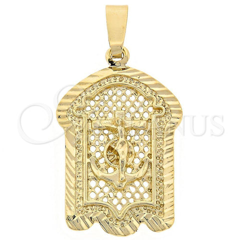 Dije Religioso 5.186.018 Oro Laminado, Diseño de Crucifijo, Diamantado, Tono Dorado