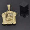 Dije Religioso 5.185.018 Oro Laminado, Diseño de Santa Barbara, con Rubi Zirconia Cubica, Diamantado, Tono Dorado