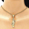 Dije Religioso 5.186.010 Oro Laminado, Diseño de Santa Muerte, Diamantado, Tono Dorado