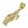 Dije Religioso 5.186.010 Oro Laminado, Diseño de Santa Muerte, Diamantado, Tono Dorado
