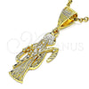 Dije Religioso 5.186.010 Oro Laminado, Diseño de Santa Muerte, Diamantado, Tono Dorado