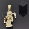 Dije Religioso 5.186.010 Oro Laminado, Diseño de Santa Muerte, Diamantado, Tono Dorado