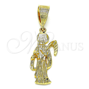 Dije Religioso 5.186.010 Oro Laminado, Diseño de Santa Muerte, Diamantado, Tono Dorado