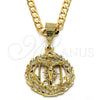 Dije Religioso 5.187.009 Oro Laminado, Diseño de Crucifijo, Diamantado, Tono Dorado