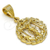 Dije Religioso 5.187.009 Oro Laminado, Diseño de Crucifijo, Diamantado, Tono Dorado