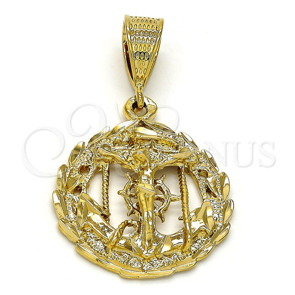 Dije Religioso 5.187.009 Oro Laminado, Diseño de Crucifijo, Diamantado, Tono Dorado