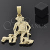 Dije Religioso 5.185.016 Oro Laminado, Diseño de Perro y San Lazaro, Pulido, Tono Dorado