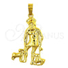 Dije Religioso 5.185.016 Oro Laminado, Diseño de Perro y San Lazaro, Pulido, Tono Dorado