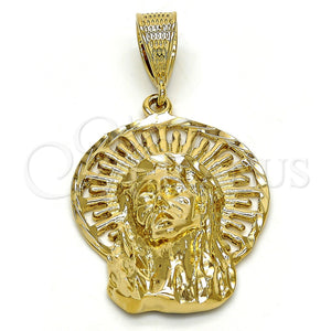 Dije Religioso 5.186.004 Oro Laminado, Diseño de Jesus, Diamantado, Tono Dorado
