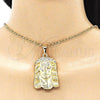 Dije Religioso 5.187.002 Oro Laminado, Diseño de Jesus, con Blanca Zirconia Cubica, Pulido, Tono Dorado