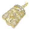 Dije Religioso 5.187.002 Oro Laminado, Diseño de Jesus, con Blanca Zirconia Cubica, Pulido, Tono Dorado