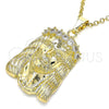 Dije Religioso 5.187.002 Oro Laminado, Diseño de Jesus, con Blanca Zirconia Cubica, Pulido, Tono Dorado