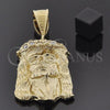 Dije Religioso 5.187.002 Oro Laminado, Diseño de Jesus, con Blanca Zirconia Cubica, Pulido, Tono Dorado