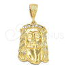 Dije Religioso 5.187.002 Oro Laminado, Diseño de Jesus, con Blanca Zirconia Cubica, Pulido, Tono Dorado