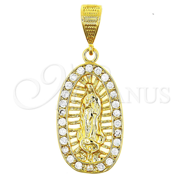 Dije Religioso 5.184.004 Oro Laminado, Diseño de Guadalupe, con Blanca Zirconia Cubica, Pulido, Tono Dorado