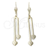 Arete Largo 77.01 Oro Laminado, Diseño de Corazón, Pulido, Tono Dorado