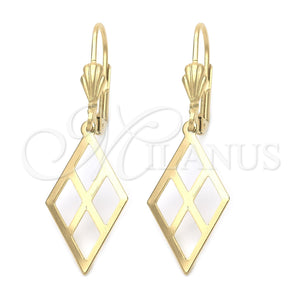 Arete Colgante 5.069.010 Oro Laminado, Diseño de File, Pulido, Tono Dorado