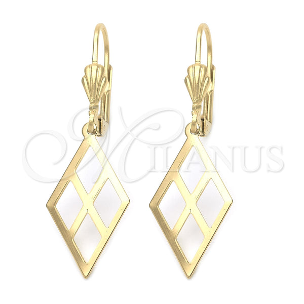 Arete Colgante 5.069.010 Oro Laminado, Diseño de File, Pulido, Tono Dorado