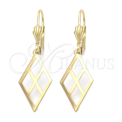 Arete Colgante 5.069.010 Oro Laminado, Diseño de File, Pulido, Tono Dorado