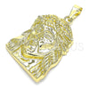 Dije Religioso 5.187.005 Oro Laminado, Diseño de Jesus, Diamantado, Tono Dorado