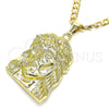 Dije Religioso 5.187.005 Oro Laminado, Diseño de Jesus, Diamantado, Tono Dorado
