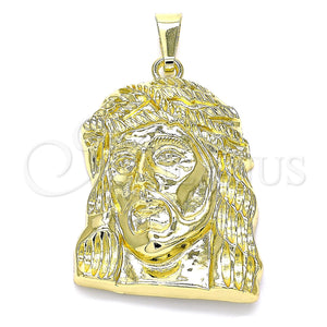 Dije Religioso 5.187.005 Oro Laminado, Diseño de Jesus, Diamantado, Tono Dorado