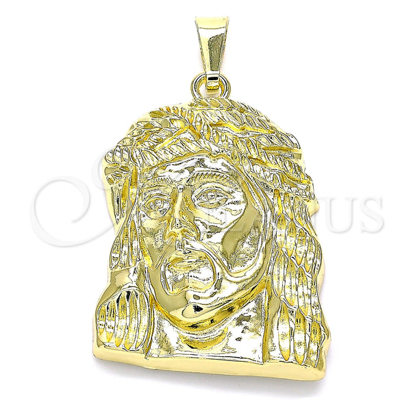 Dije Religioso 5.187.005 Oro Laminado, Diseño de Jesus, Diamantado, Tono Dorado