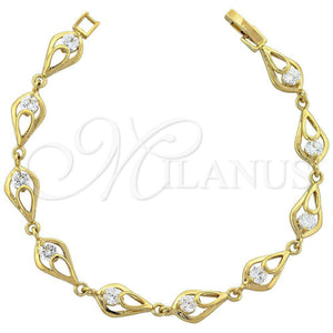 Pulsera Elegante 5.055.011 Oro Laminado, con Blanca Zirconia Cubica, Pulido, Tono Dorado (08 MM Thickness, 8 Inches Length)