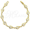 Pulsera Elegante 5.055.011 Oro Laminado, con Blanca Zirconia Cubica, Pulido, Tono Dorado (08 MM Thickness, 8 Inches Length)