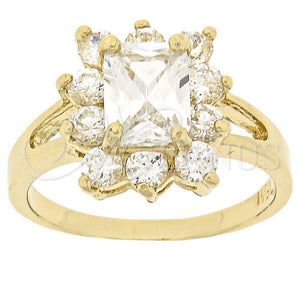 Anillo Multi Piedra 5.055.008.06 Oro Laminado, con Blanca Zirconia Cubica, Pulido, Tono Dorado (Size 6)