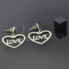 Arete Colgante 5.095.014 Oro Laminado, Diseño de Corazón, Pulido, Dos Tonos