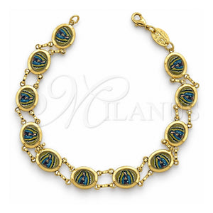 Pulsera Elegante 5.217.008.1 Oro Laminado, Diseño de Guadalupe, Pulido, Tono Dorado (Grosor 10 MM, 8 Pulgadas de Largo)