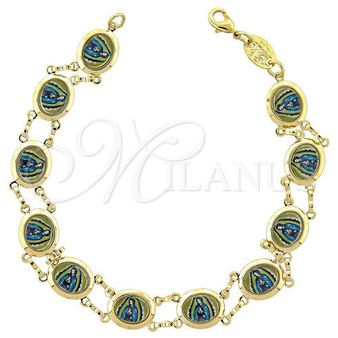 Pulsera Elegante 5.217.008.1 Oro Laminado, Diseño de Guadalupe, Pulido, Tono Dorado (10 MM Thickness, 8 Inches Length)