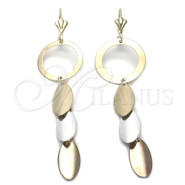 Arete Largo 84.003 Oro Laminado, Pulido, Tres Tonos