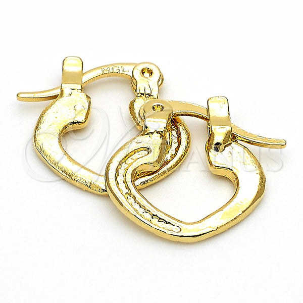 Argola de Niño 96.032 Oro Laminado, Diseño de Gota, Diamantado, Tono Dorado