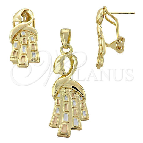 Juego de Arete y Dije de Adulto 5.061.004 Oro Laminado, Pulido, Tres Tonos