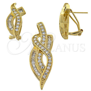 Juego de Arete y Dije de Adulto 5.054.004 Oro Laminado, con Blanca Zirconia Cubica, Pulido, Tono Dorado