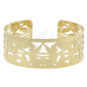 Aro Individual 5.232.011 Oro Laminado, Diseño de Oja, Diamantado, Tono Dorado (25 MM Thickness, One size fits all)