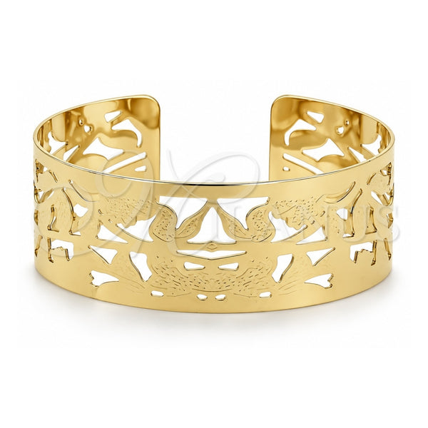 Aro Individual 5.232.011 Oro Laminado, Diseño de Oja, Diamantado, Tono Dorado (Grosor 25 MM, Talla Unica)